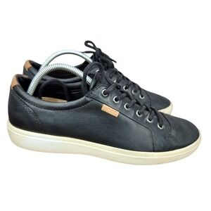 Ecco Soft 7‎ Sneakers Mens 9 / 9.5 EU 43 Black Leather Low Top Comfort Shoes